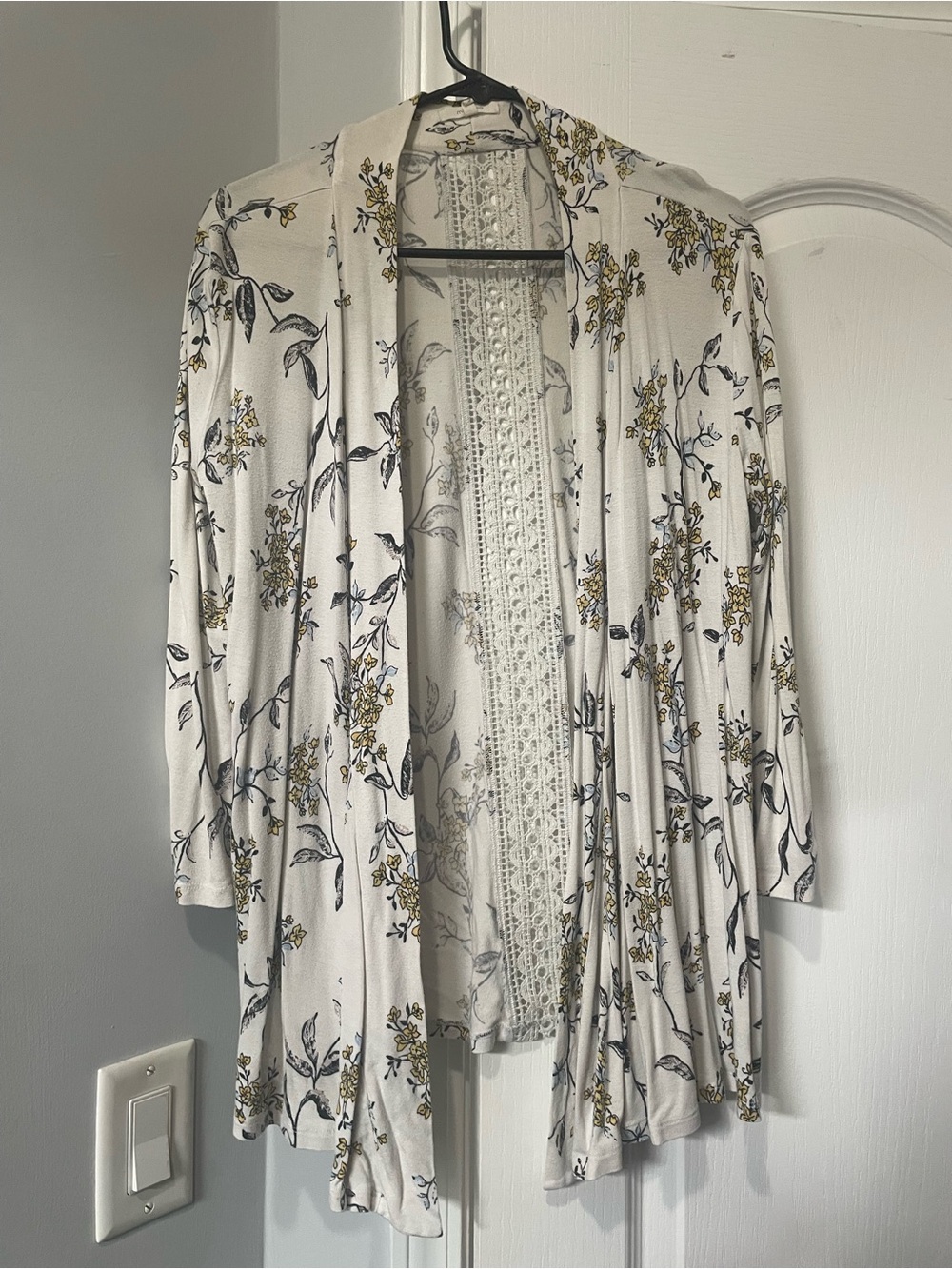 Maurices Open front Cardigan with Yellow & Blue Floral Print